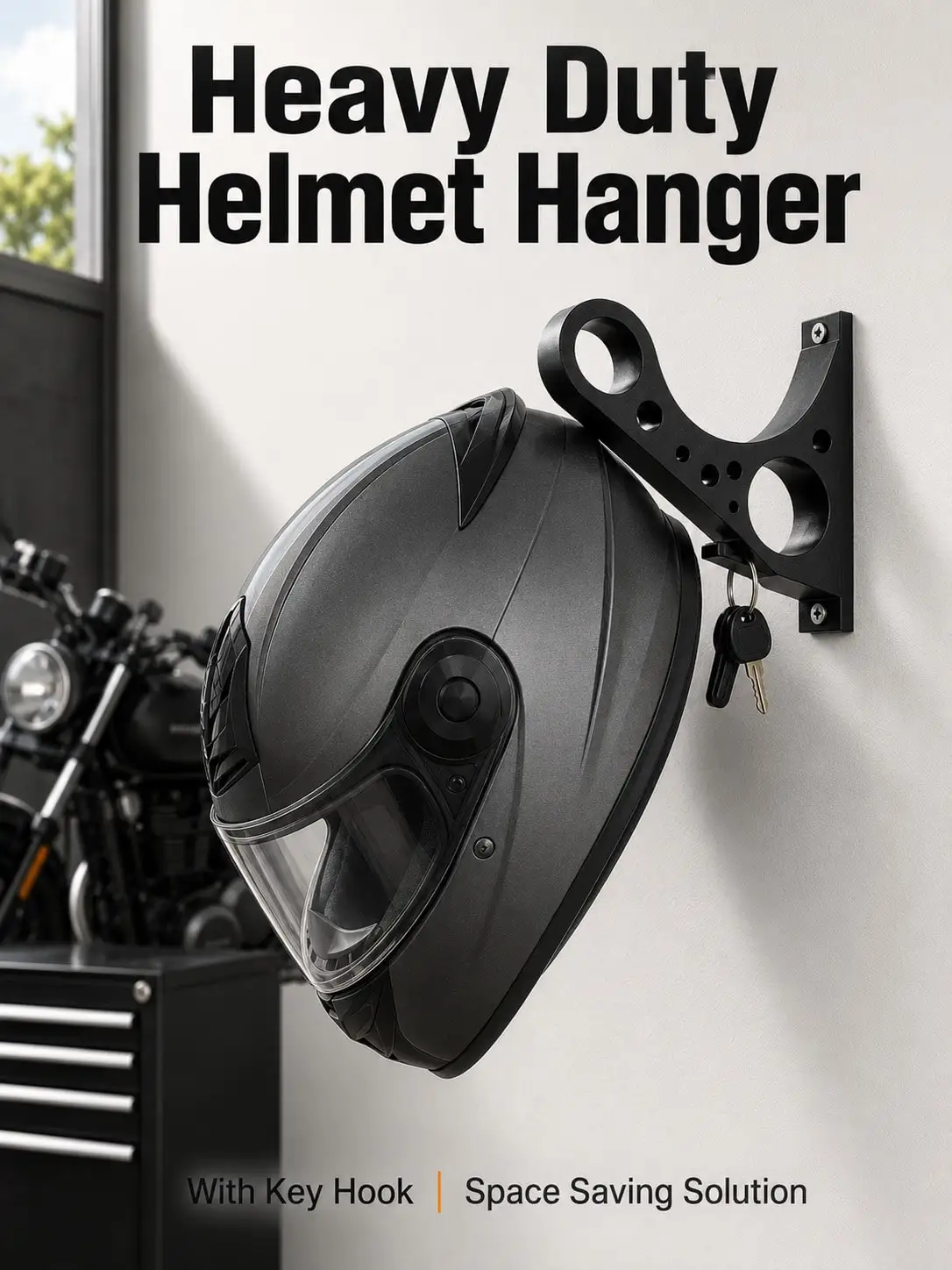 3D Printed Motorcycle Helmet Holder Wall Mount Rack Anti Scratch Rustproof Helmet Hanger Storage Bracket Full Face Helmet Stand