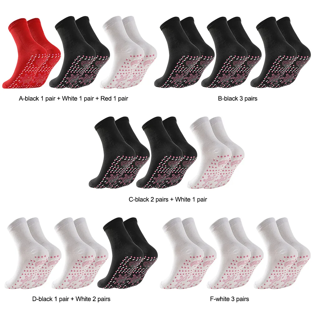 3 Pairs for Tourmaline Acupressure Socks Soft Winter Thermal Socks Warm Hot Massage Socks Multifunction for Hiking Cycling