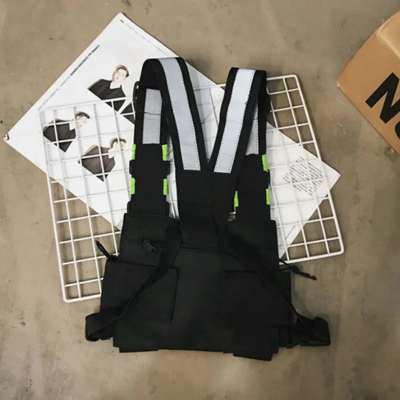 Functional Tactical Chest Rig Bag Unisex Hip Hop Vest Streetwear Bag Waist Pack Reflective walkie-talkie package Women Chest Bag