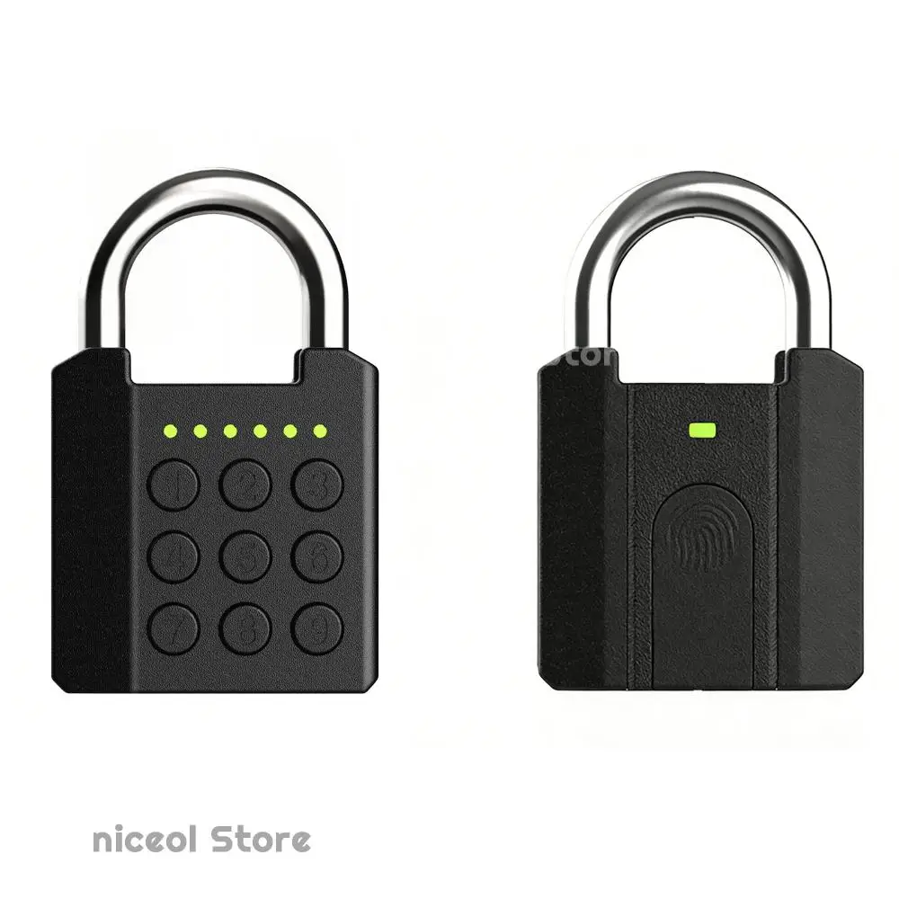 

Smart Dormitory Cabinet Lock with 2 Key Electronic Fingerprint Lock IP65 Waterproof Password Padlock for Safety Bag Box Drawer