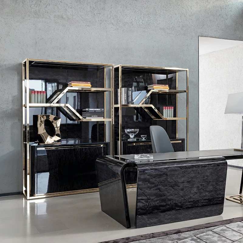 Möbel Moderner Mini-Display-Barschrank Gold Edelstahl Holz