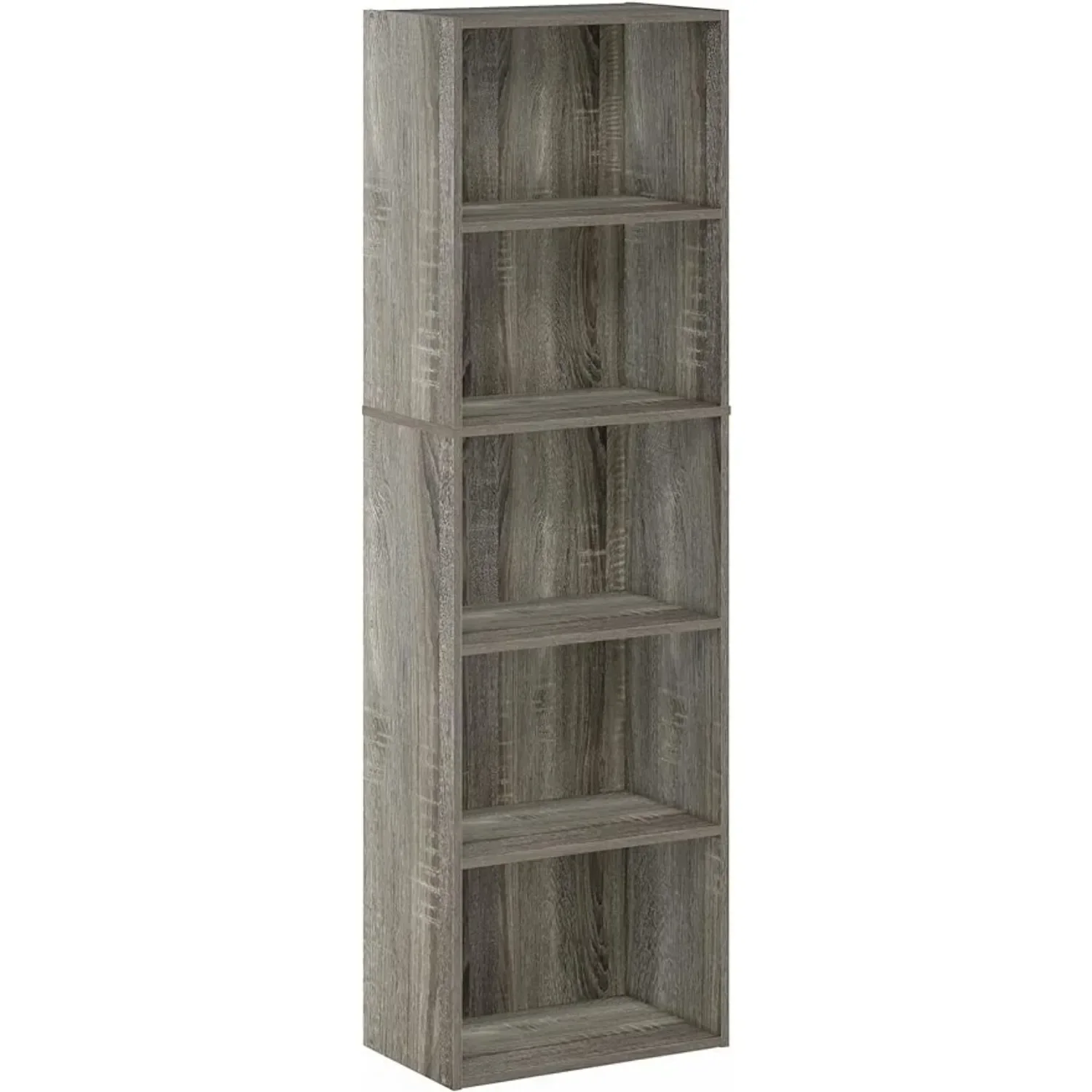 Luder Bookcase / Bookshelf / Storage Shelves, 5-Tier, French Oak