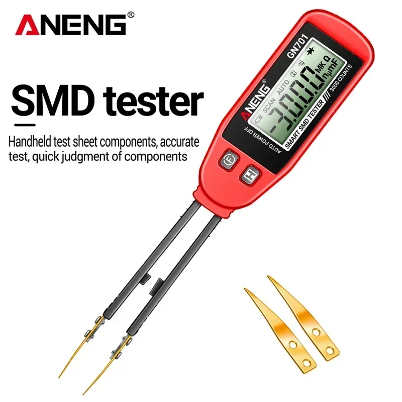 

ANENG GN701 Mini LCR SMD ESR Tester Smart Tweezer Multimeter Resistance Capacitance Diode Continuity Test Meter