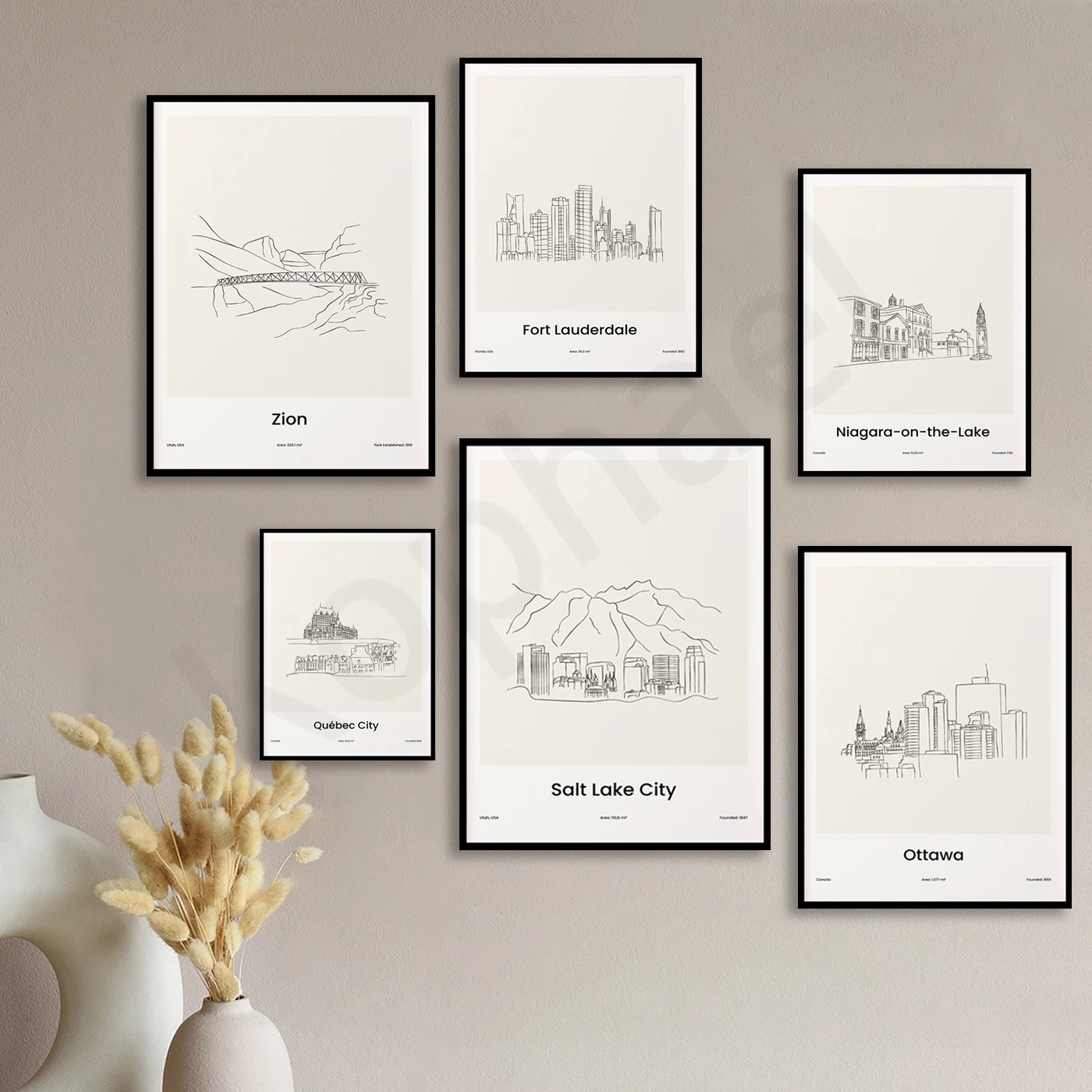 Salt Lake Quebec Ottawa Nouk Havana Lauderdale Edmonton Castries Cancun Zion Niagara-on-the-Lake. ملصق خريطة خط السفر في المدينة