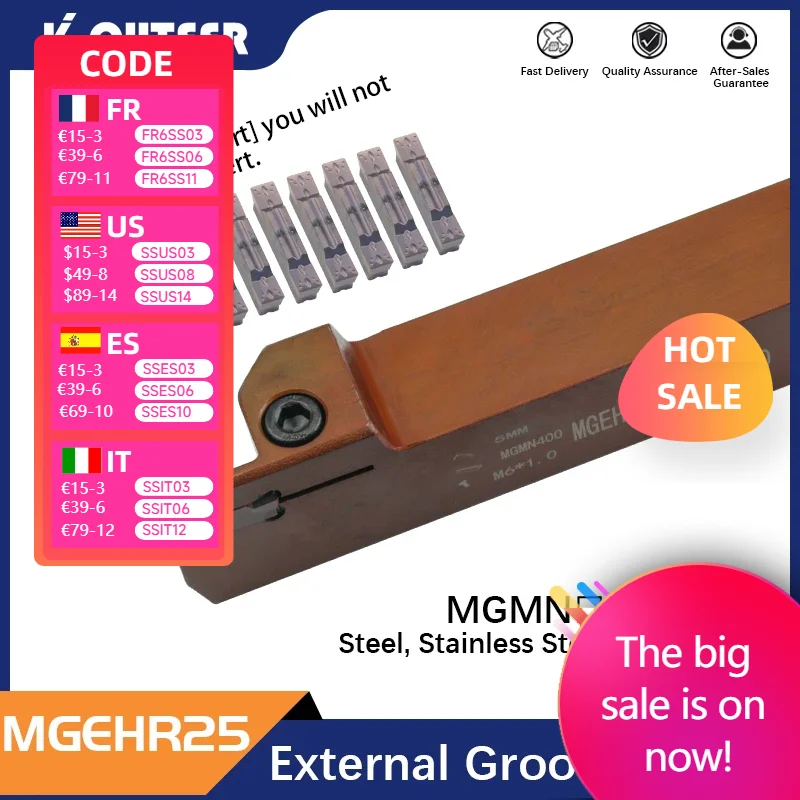 

MGEHR2525 MGEHR2525-2T15/3T30/4T35/5T40 holder grooving Spring steel material MGMN200-500 CNC Lathe Insert for Turning Tool