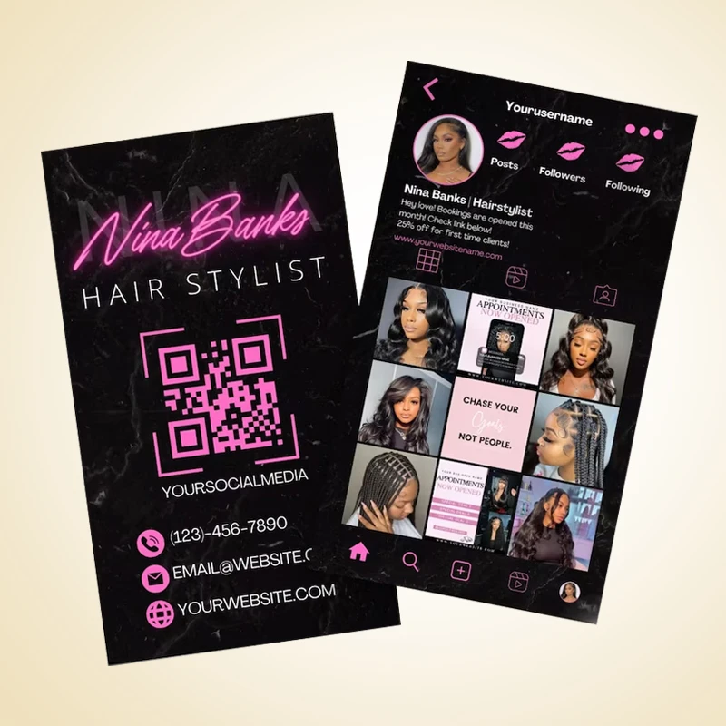 Imagem -03 - Dsgntouch-cartão de Visita Personalizado Brilhante Lash Cartões de Visita Livre Design Template Loyalty Salão de Beleza Instagram qr Code