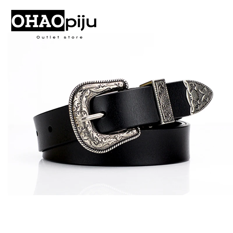 OHAOPIJU High Quality Luxury Design Belt For Women Classic Retro Belt Real Female Jeans Windbreaker Fashion Casual Waistband