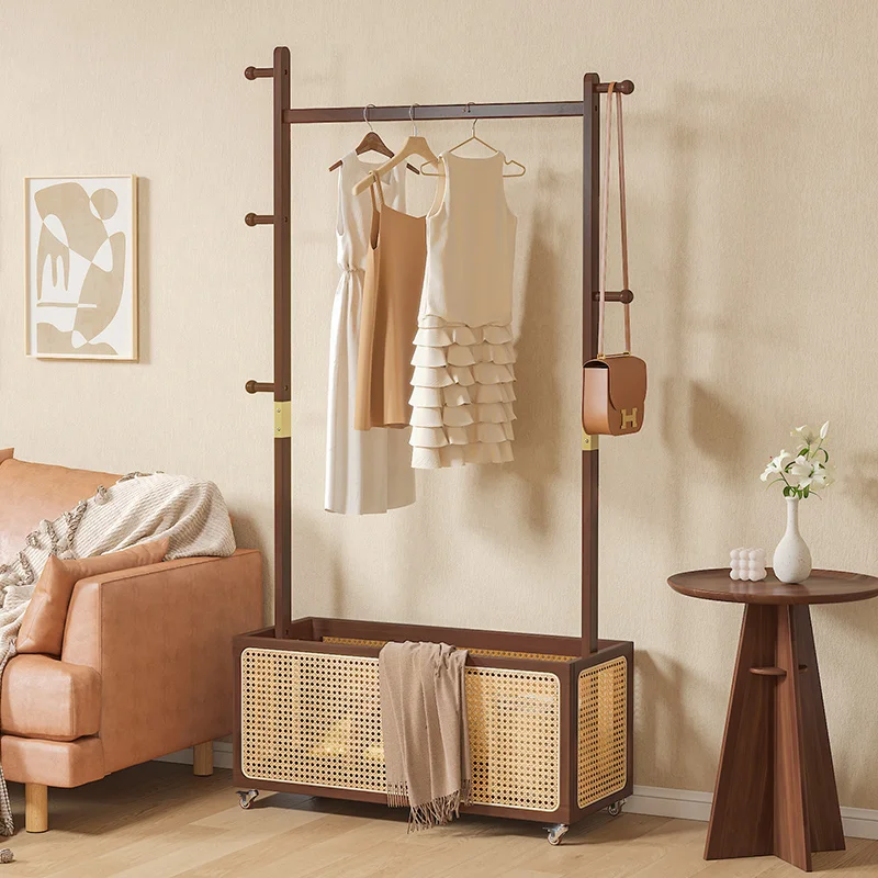 

Открытый шкаф из массива ротанга, стеллаж для спальни, гардеробная, подвесная одежда, съемная полка, многофункциональное хранилище