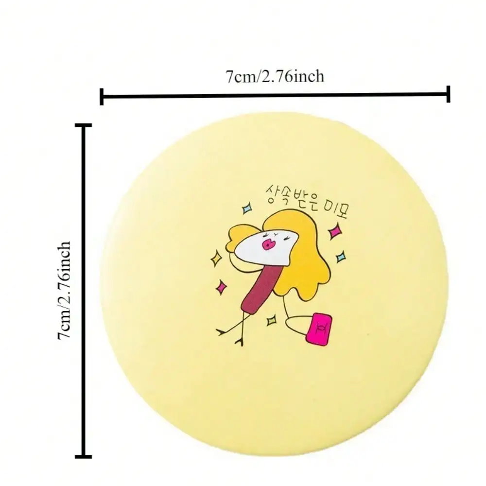 Mini Circular Cartoon Hand Mirror Portable Pocket Makeup Mirror Cute Universal Decor