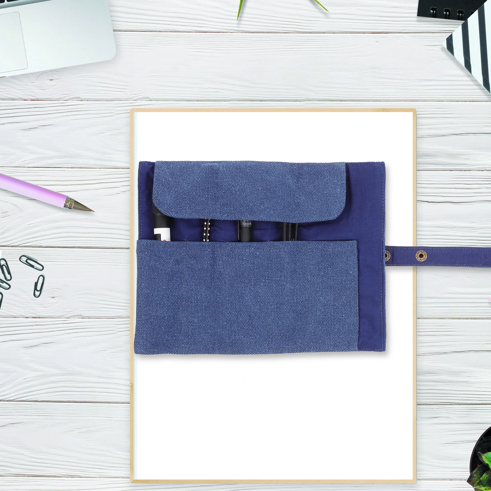 

Pencil Roll Up Case Compact Space Saving Canvas Pen Pouch for Colored Pencils Markers Brushes Art Materials Roll Up Pencil Case