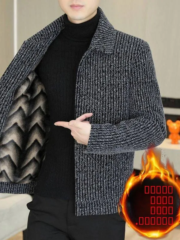 

High-End Men's Thiened Woolen Jaet Casual Collar Autumn Winter New Sle Korean Version Stand Fit Breathable Inner Dig...