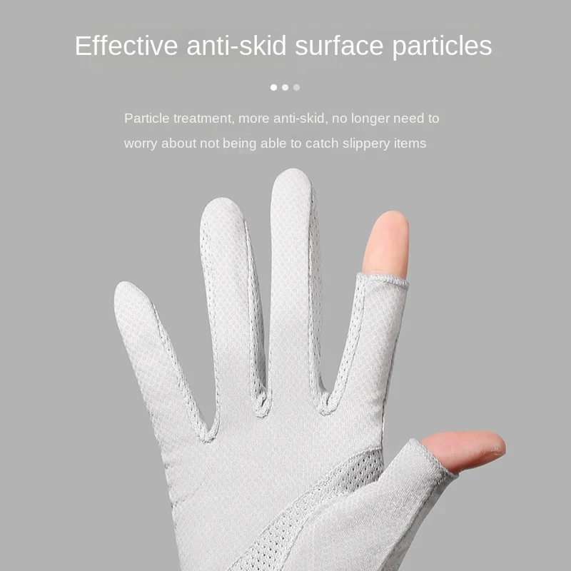 Spring Summer Women\'s Ice Silk Thin Lace Fingerless Anti-ultraviolet Sunscreen UV Gloves with Flower Driving Gloves Women