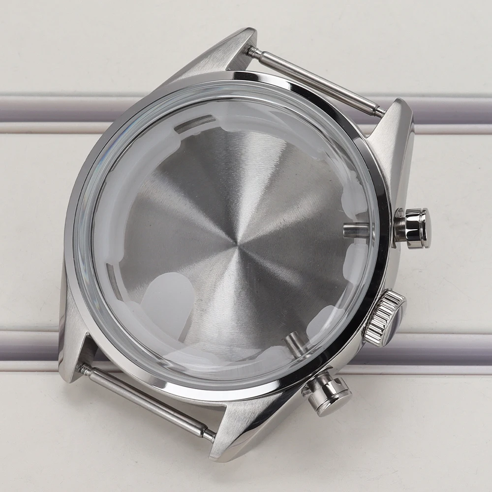 42mm Watch Case VK63 Case Domed Sapphire Crystal Watch Accessories for VK63 Timing Quartz Movement Assemble Replace Cases Parts