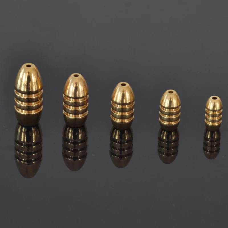 15Pcs Fishing Brass Bullet Weights 1.8G 3.5G 5G 7G 10G Fishing Lure Slip Sinker for Fishing Hook Carp Rig Tackle Accessories