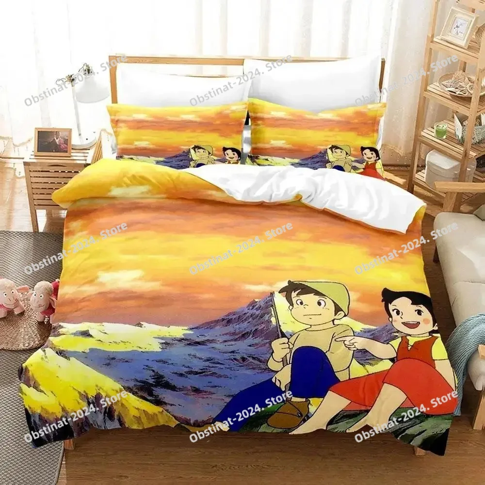 

3D Print Anime Heidi, Girl Of The Alps Bedding Set Printed Duvet Cover Pillowcase Single Double Style Queen King Size Sets