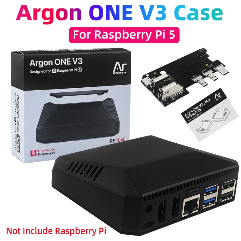 

Корпус Raspberry Pi 5 Argon ONE V3, алюминиевый корпус, встроенный вентилятор ШИМ, полный HDMI-совместимый ИК-переключатель питания ИК-приемник для RPI 5 Pi5