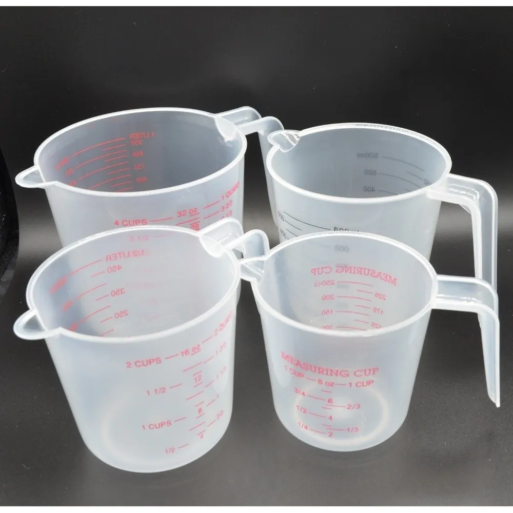 Cup Marking Clear Plastic Measuring Cup With Spout With Handles Plastic Mug Ounce and Ml Cup Flour Measuring