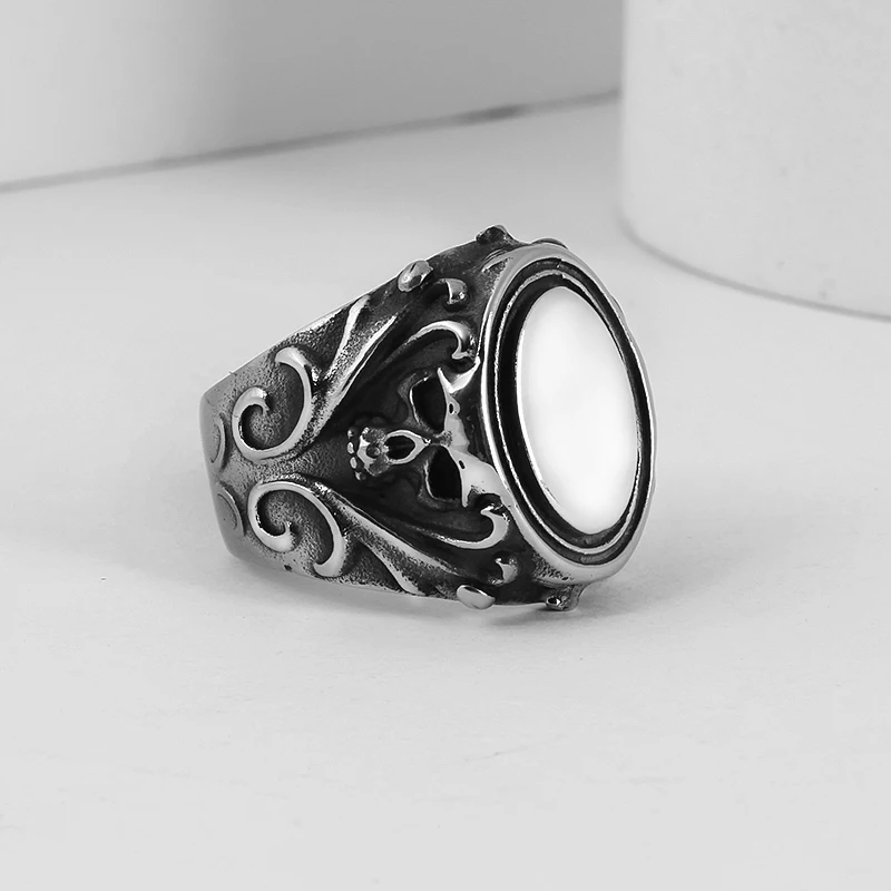 2022 New Gothic Steel Polished Round Rings With Skull&Eye Man Punk Rock Skeleton Men Ring Male Punk Rock Party Accessories