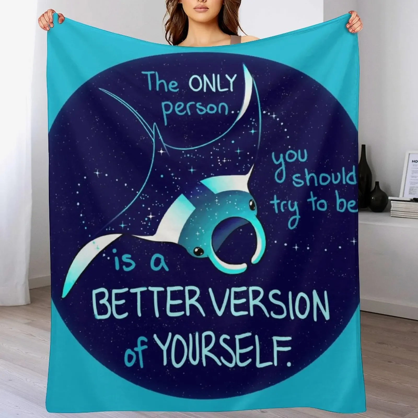 The Only Person You Should Try to Be Galaxy Manta Ray Throw Blanket, elegante manta para sofá para el hogar y la sala de estar