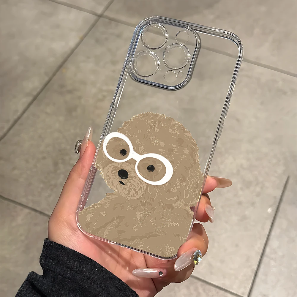 Glasses wearing puppy Silicone Phone Case for iPhone 17 16 15 14 13 12 11 Pro Xs Max Air Mini 7 8 6 6s Plus SE 2020 2022 Cover