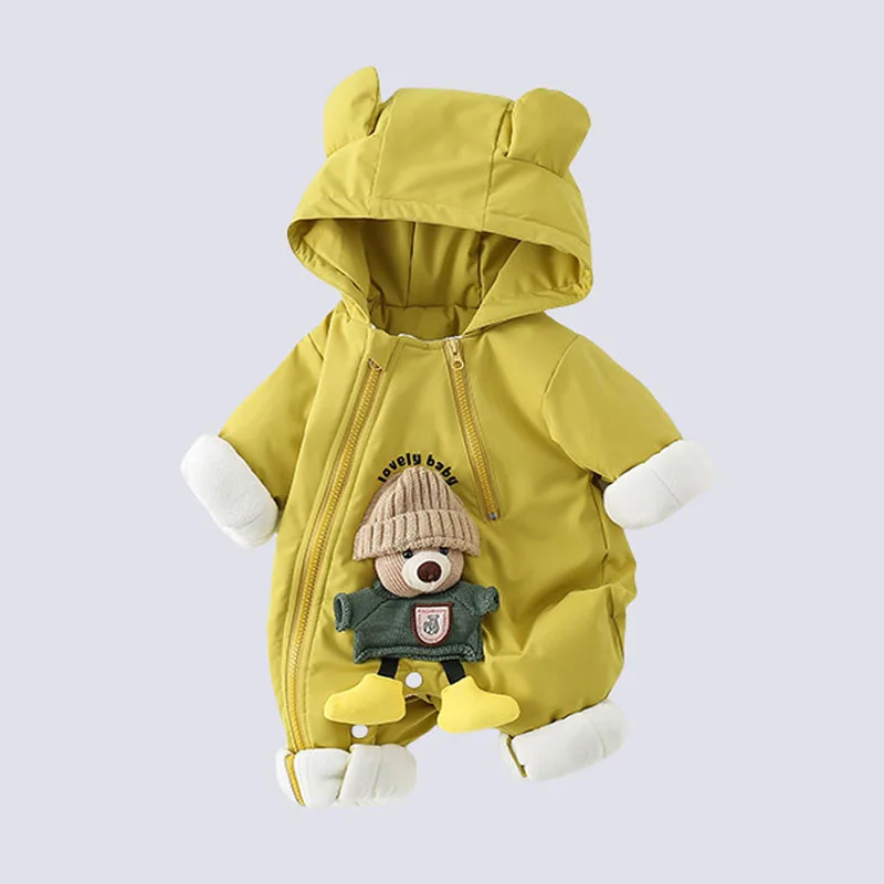 IYEAL معطف شتوي من الصوف السميك ملابس لحديثي الولادة بدلة رومبير ناعمة دافئة للأولاد ملابس خارجية