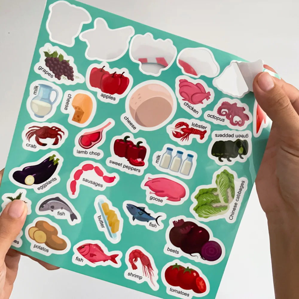 ملصقات جيلي على شكل سوق المزارع ألعاب للأطفال الصغار في مرحلة ما قبل المدرسة التعليمية الإنجليزية الإبداعية القابلة لإعادة الاستخدام ملصق يدوي الصنع كتاب مشغول