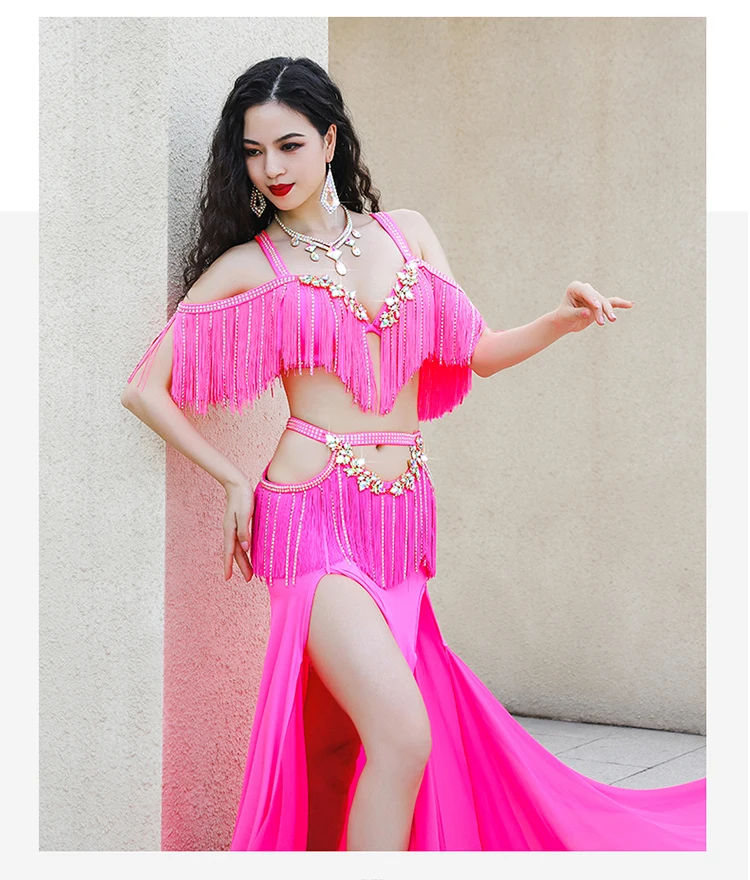 Oriental Belly Dance Costumes Women Performance Wear Belly Dance Dress Belly Dance tassel Bra+Skirt Set Belly dancing outfit