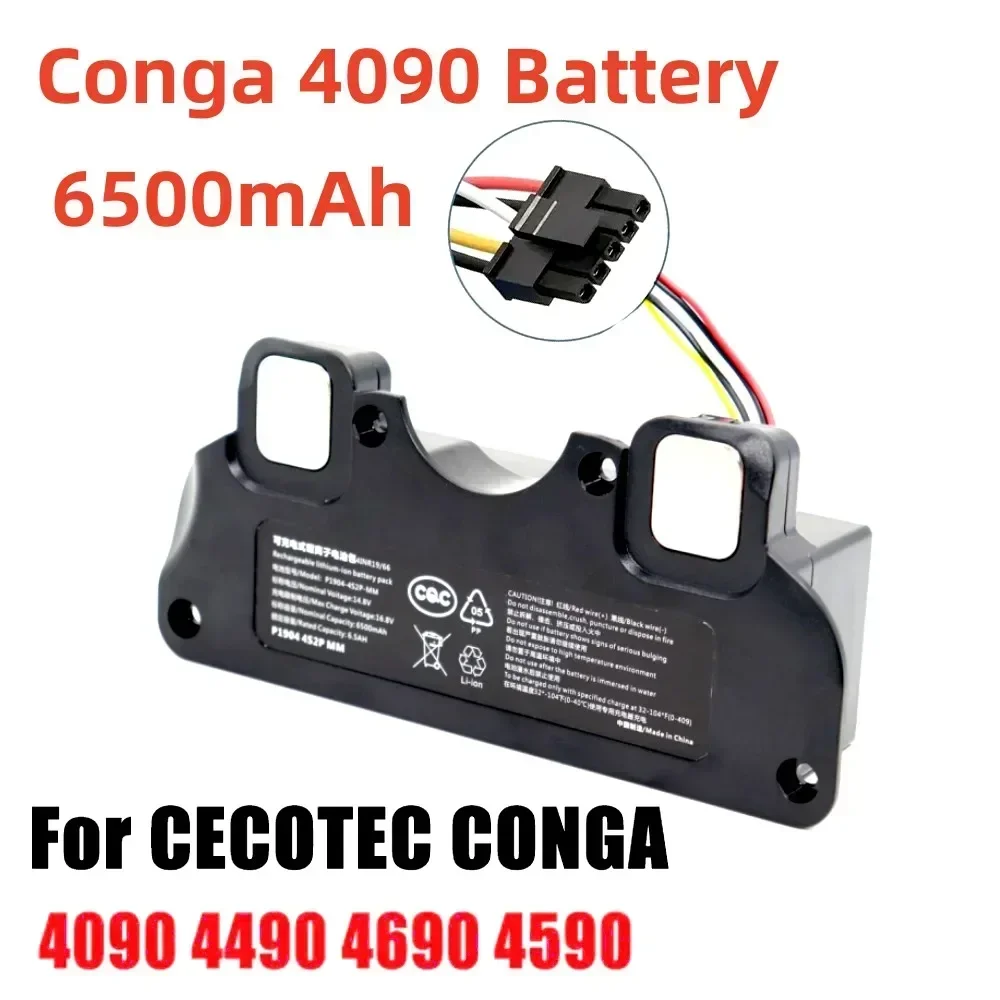 For CECOTEC CONGA 4090 4490 4590 4690 Robot Vacuum Cleaner Accessories Spare Parts Tool Original 6500mAh Replacement Battery