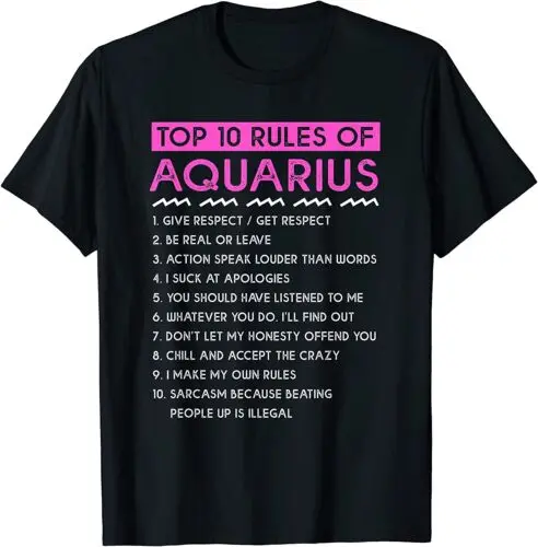 

Funny Aquarius Top 10 Rules Of Aquarius T-Shirt