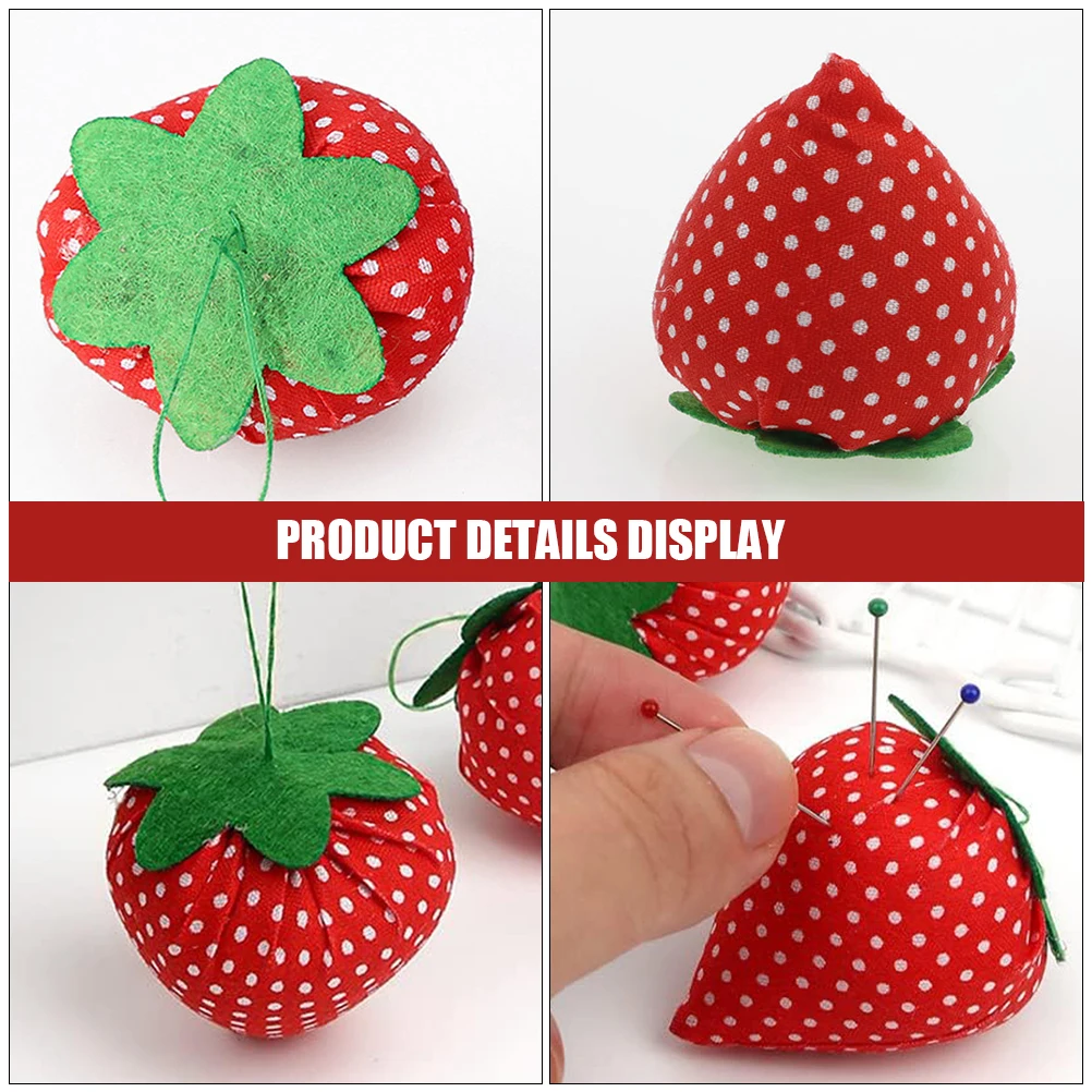 

6pcs Strawberry Household Sewing Tool Cushion Red Polyester Compact Needle Holder Reusable Sewing Tool Portable Practical Item