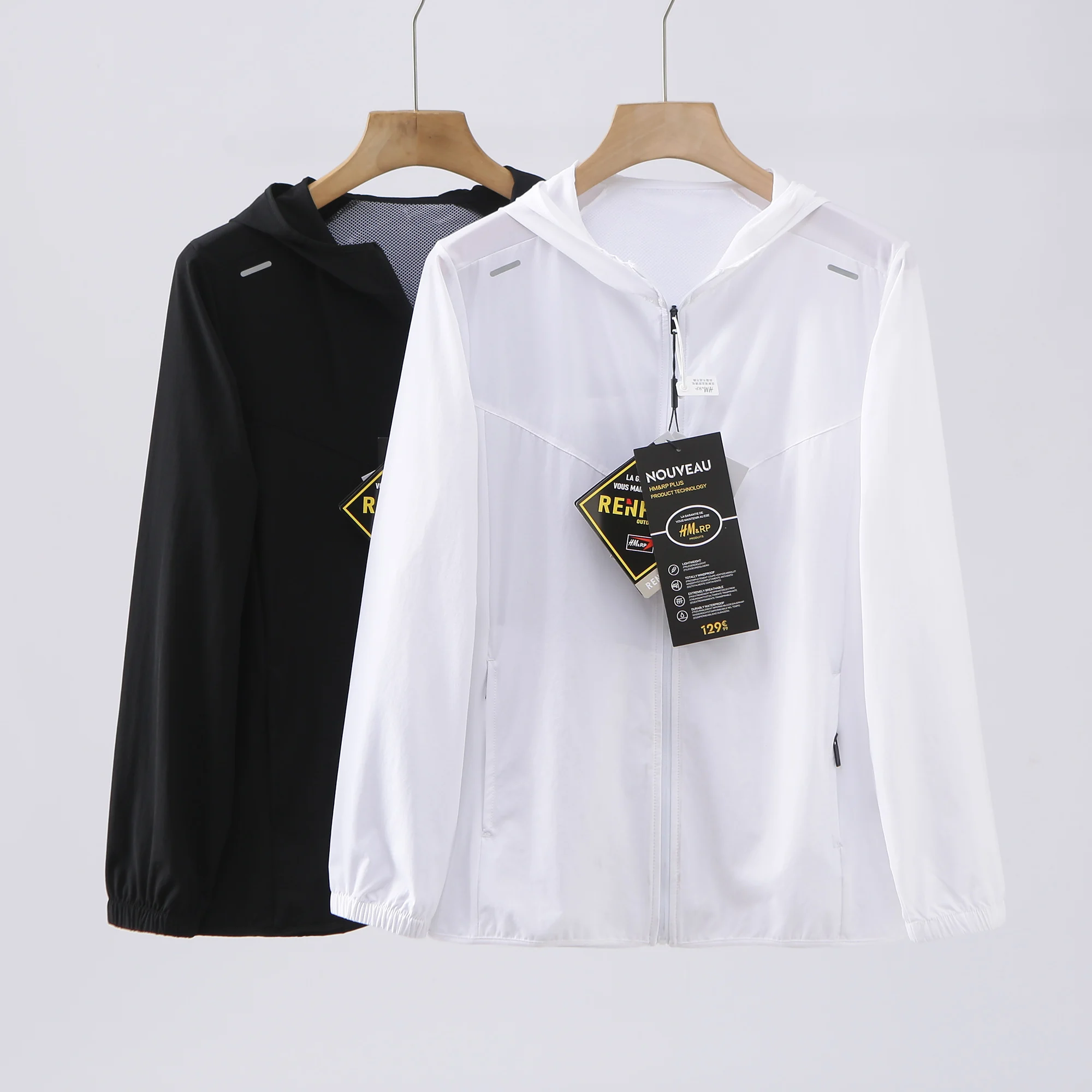 

Spring Summer New Outdoor Lightweight Elastic Men's Casual Sport Hooded Jaet Sunscreen Clothes Outerwear Faionable