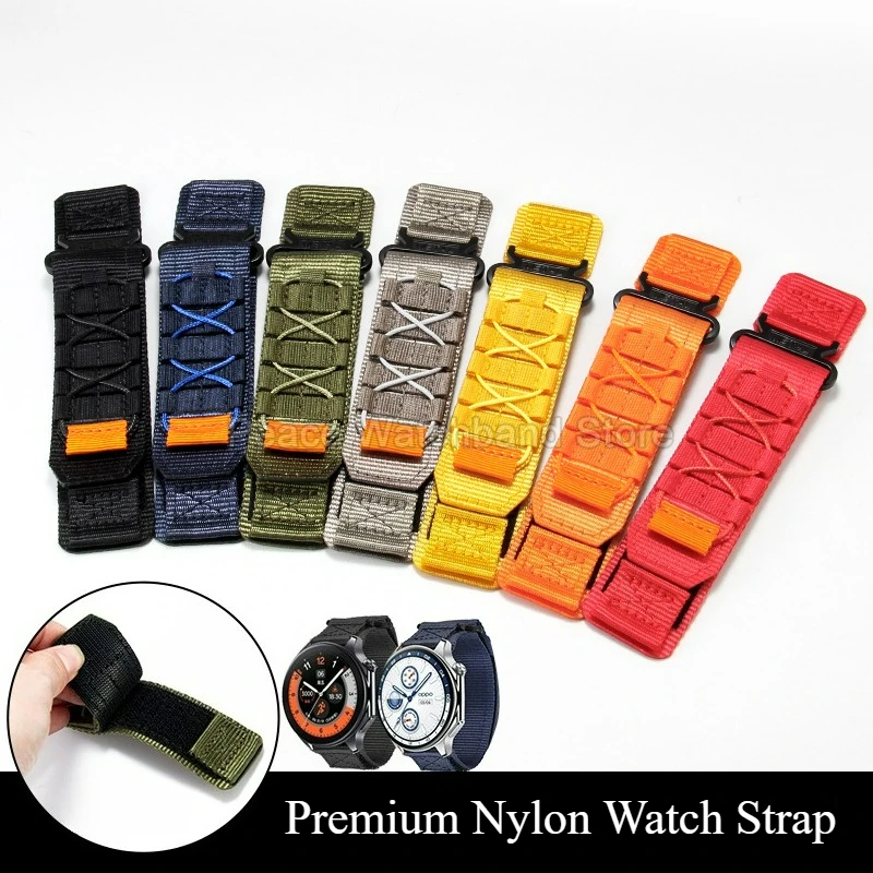 

Водонепроницаемый быстросохнущий влагоотводящий нейлоновый ремешок для часов Oppowatch X 20/22 мм с креплением на липучке, легкий и гибкий