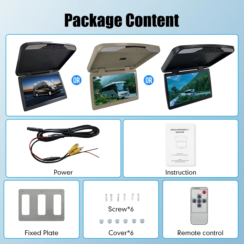 17.3 Car Roof Monitor 1080P Flip Screen AV Input