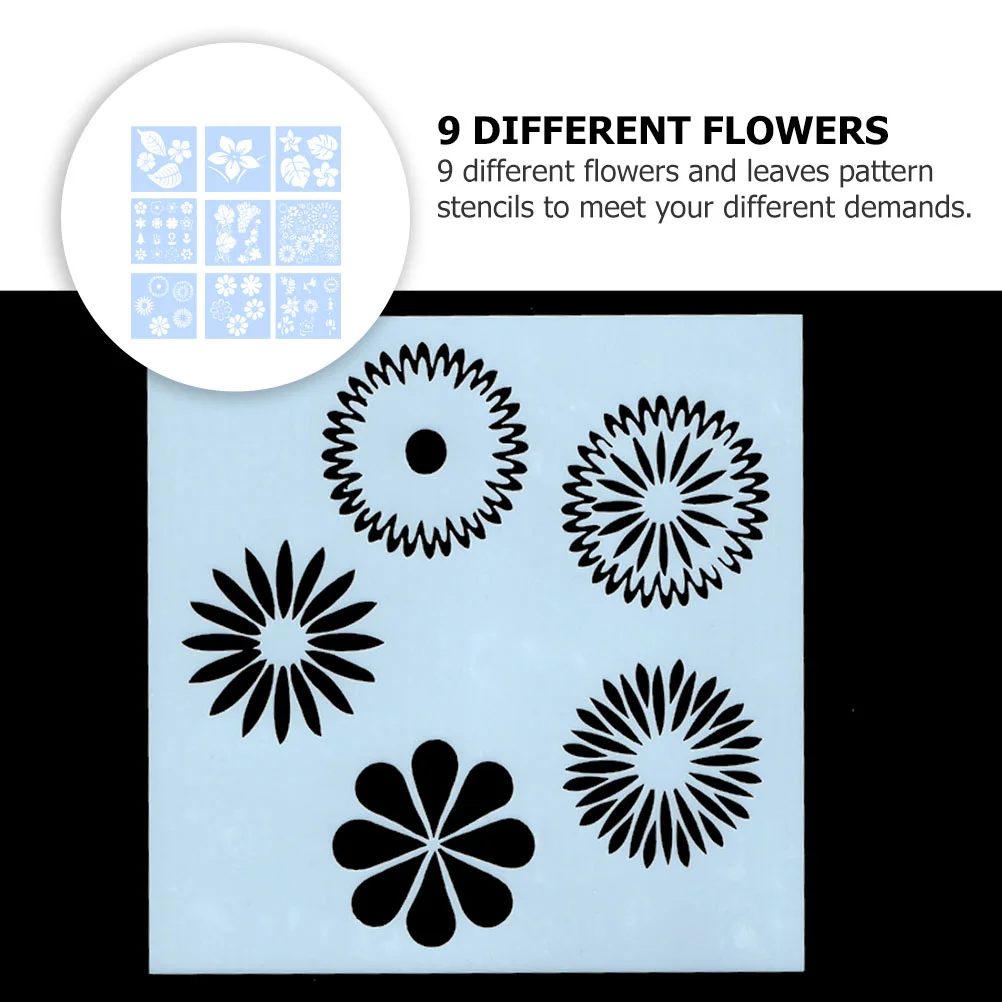 9 Pcs Painting Template Family and Friends Stencils Drawing Hollow DIY Painted Tools The Pet Flowers Leaves