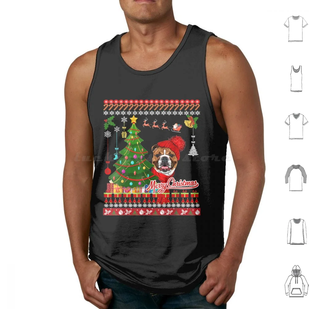 Suéter feo de Navidad con perro Bulldog Inglés, camisetas sin mangas de regalo de Navidad en inglés, estampado de algodón, hermano, el pequeño primo, soy tía