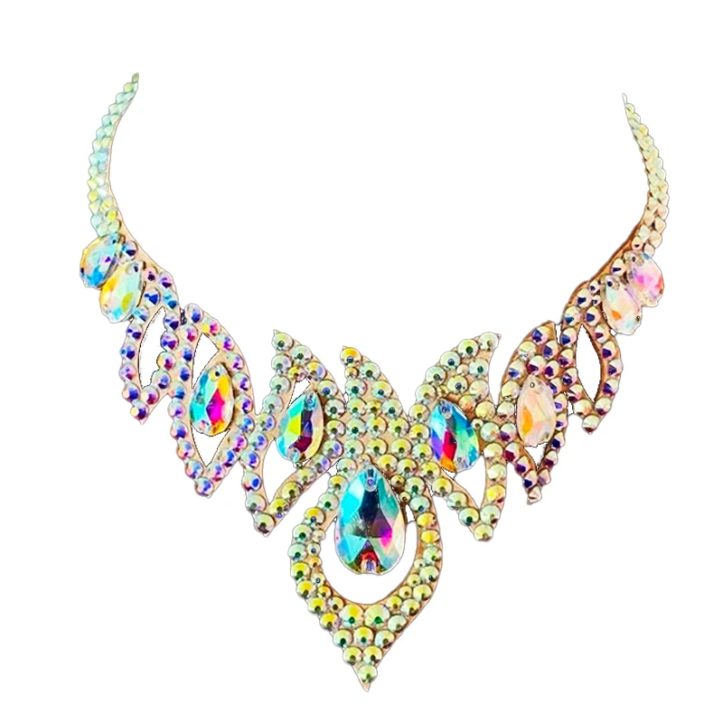 Collar de danza del vientre para mujer y adulto, accesorio de competición de rendimiento profesional, joyería de Baile Estándar Nacional D