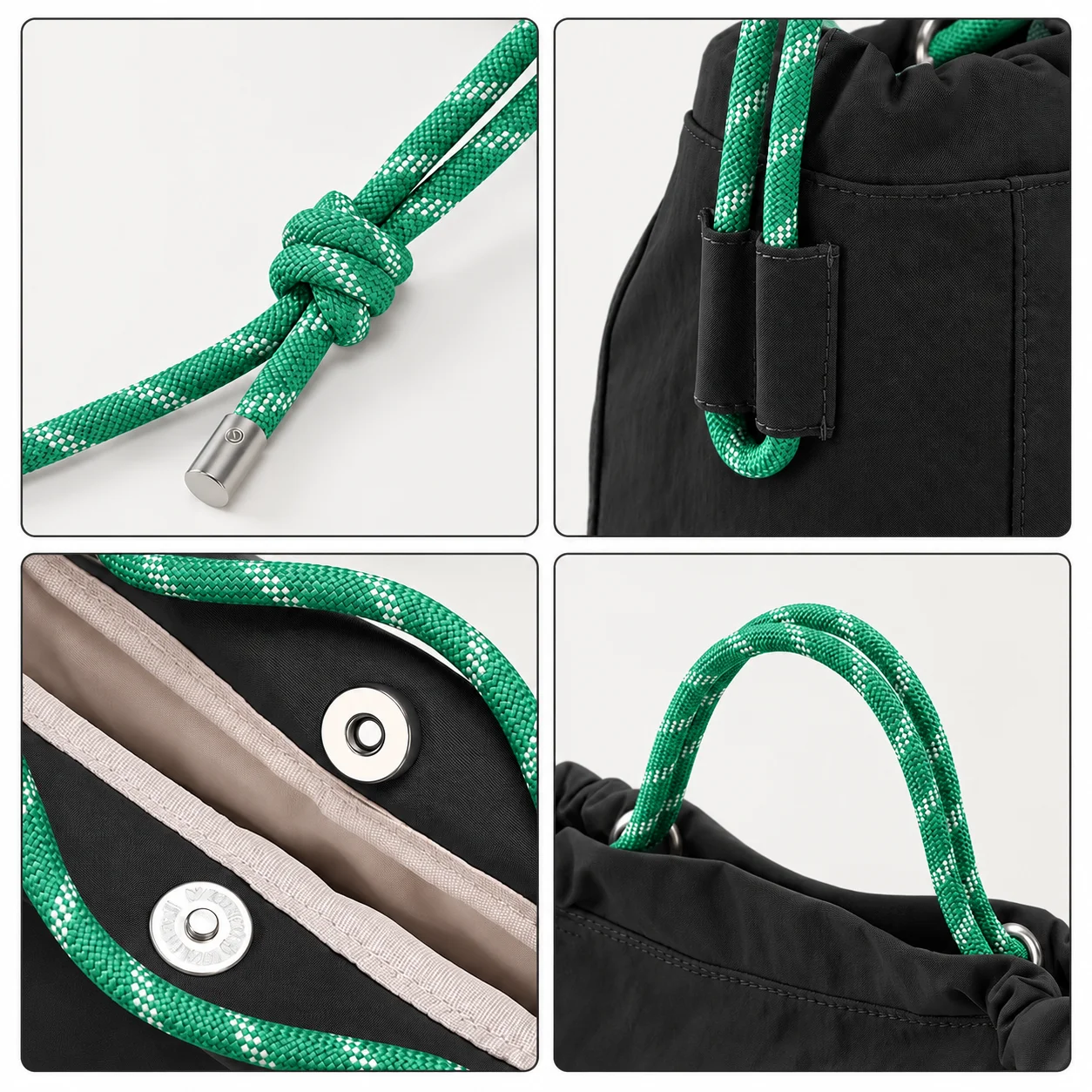 Große Kapazität, Kordelzug-Tragetasche, 9,5 l, leichte Nylon-Handtasche, wasserdichte Damen-Umhängetasche, mehrwegige Umhängetasche – Detail 12