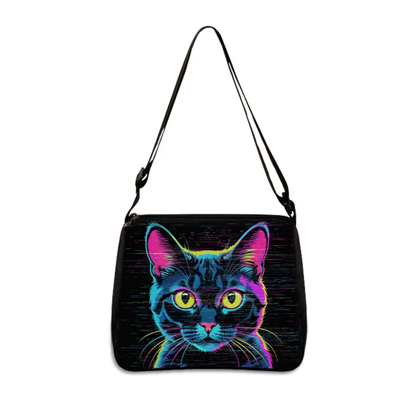 Psychedelic Weirdcore Cat Shoulder Bags Vaporwave Aesthetic Cats Unisex Handbag Trippy Harajuku Punk Crossbody Bag Phone Holder