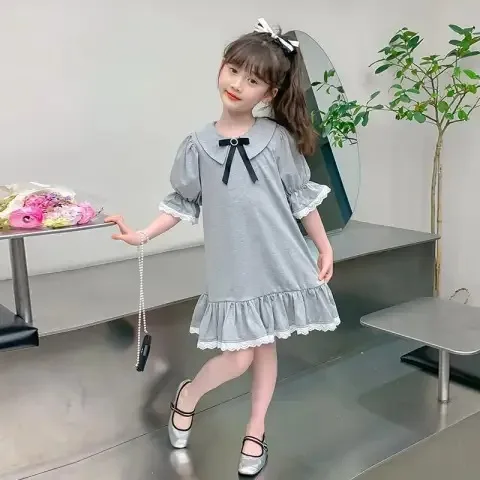 

Girls Casual Dresses Solid Color Summer Dress – Trendy Gown for Big Girls