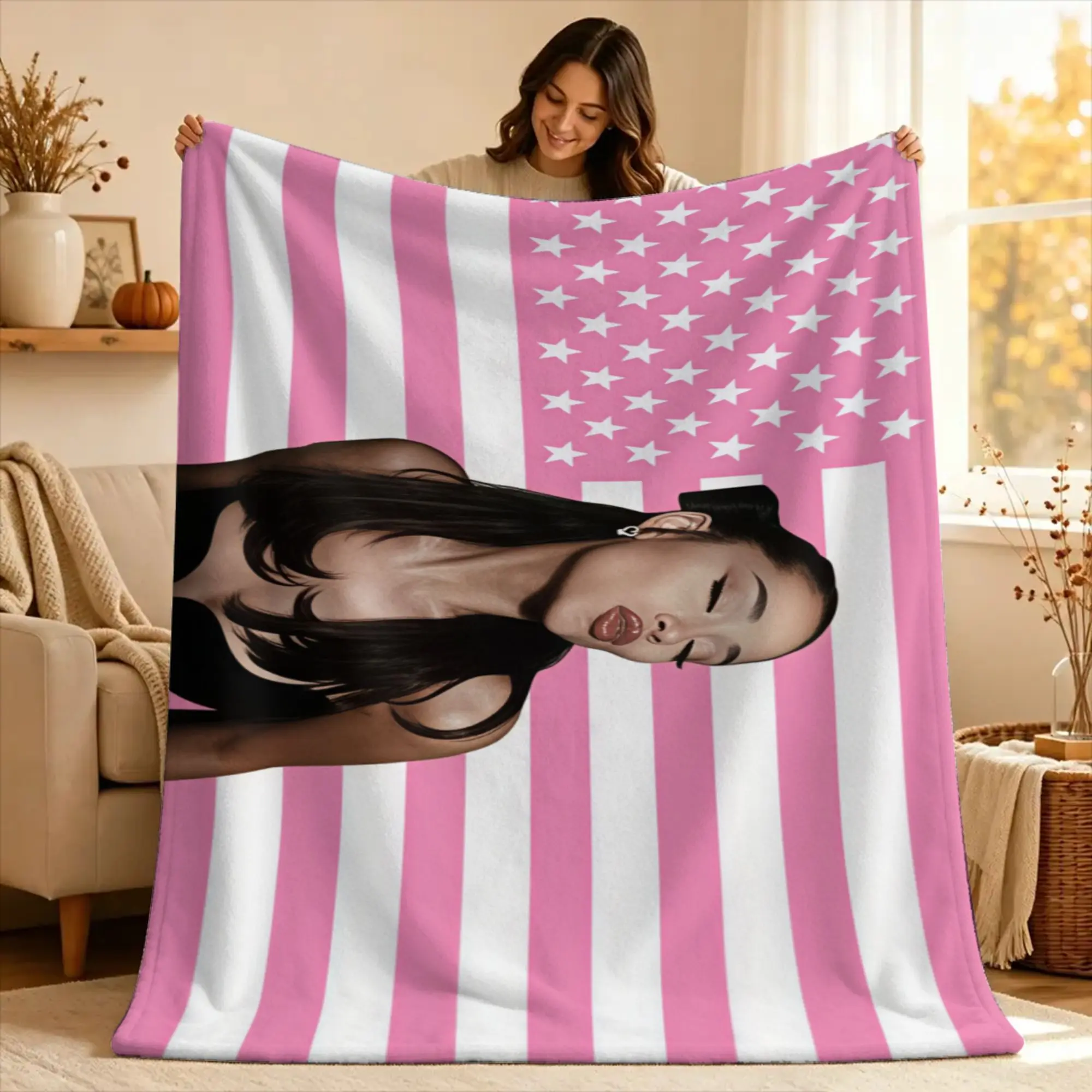 Ariana Grande Warm Soft Blanket  Travel Plush Throw Blanket Street Trend Living Room Flannel Bedspread Sofa Bed Cover