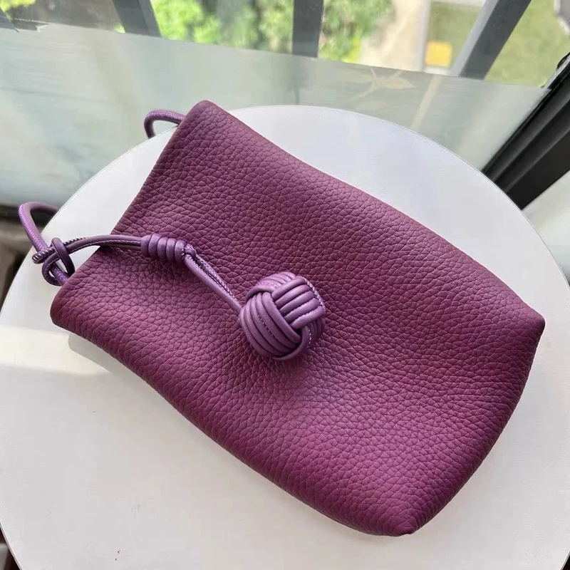 Genuine Leather Mini Mobile Phone Bags For Women Luxury Designer Purses 2024 New In First Layer Cowhide Braided Pendant Shoulder