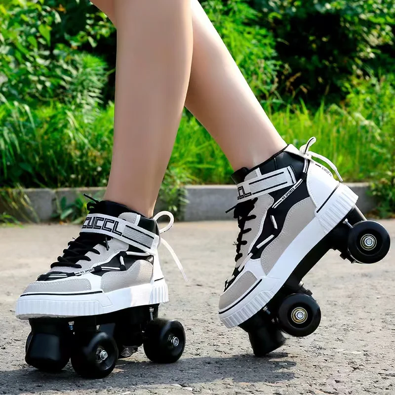 Chaussures de patins à roulettes de haute qualité pour hommes et femmes, patins à 2 lignes, baskets d'entraînement de patinage coulissant pour adultes, 4 roues, usine directe