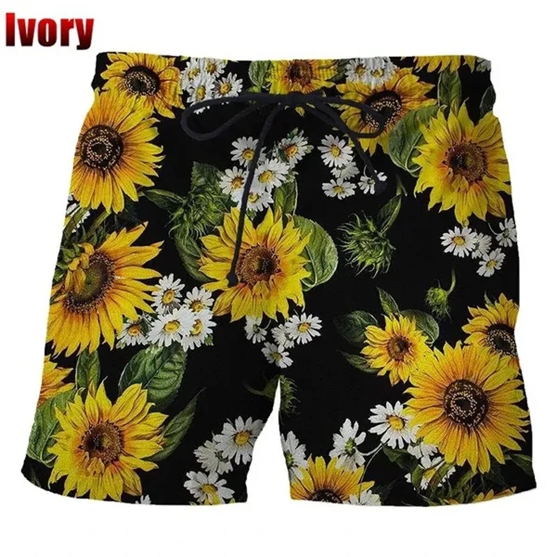 Neue bunte Mode Sommer Sonnenblume 3D-Druck Unisex lässig lose Shorts Strand hose männliche weibliche Kinder Outdoor Sportswear Shorts