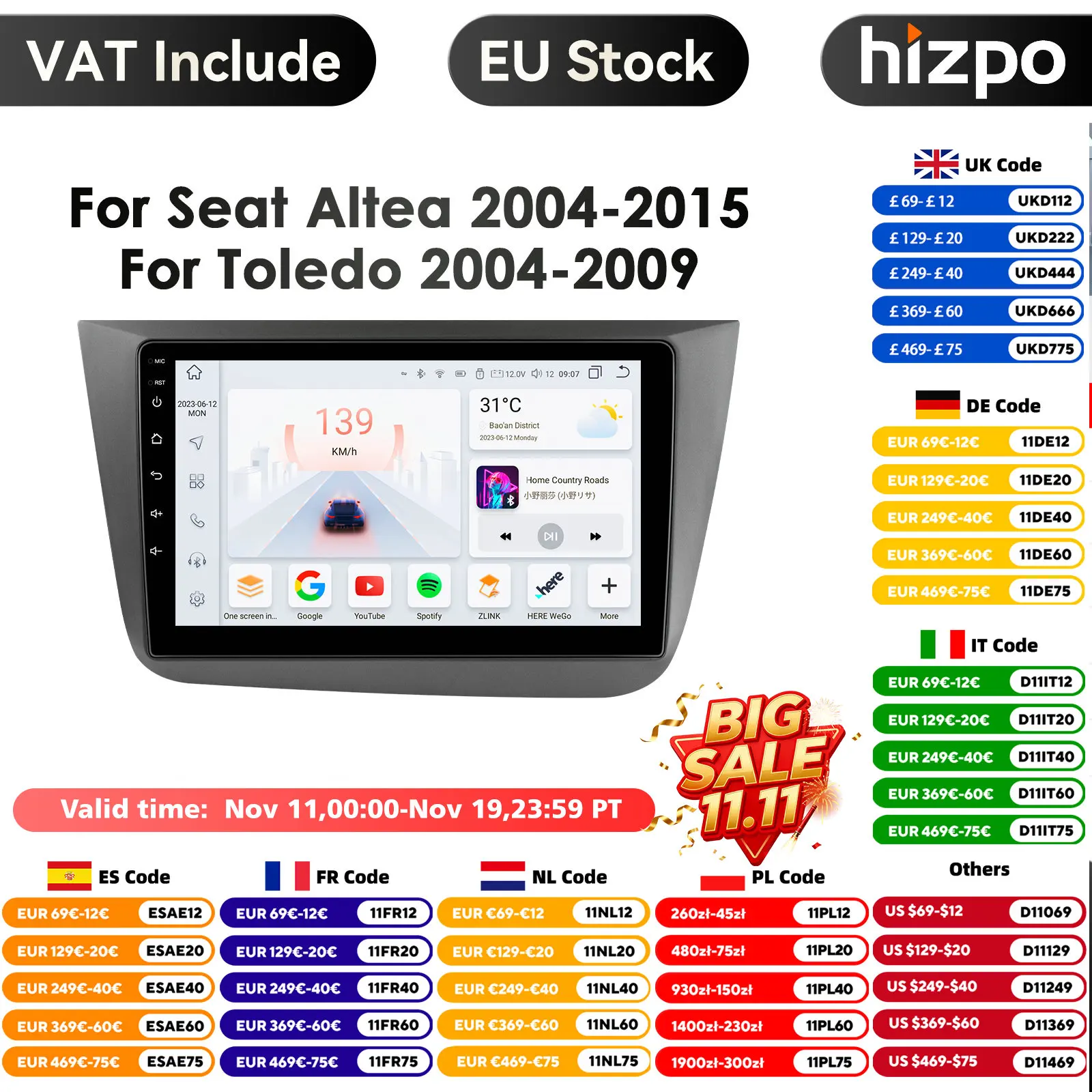 9'' 10.33'' AI Voice Wireless CarPlay Android Auto Radio for Seat Altea 2004-2015 Toledo 4G Car Multimedia GPS 2din Autoradio BT