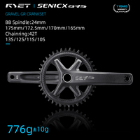 RYET Senicx Gravel Bike Cranksets 24mm Spindle 165/170/172.5/175MM Bicycle Crankset 42T 110BCD 4 Bolts Chainring Cycling Parts