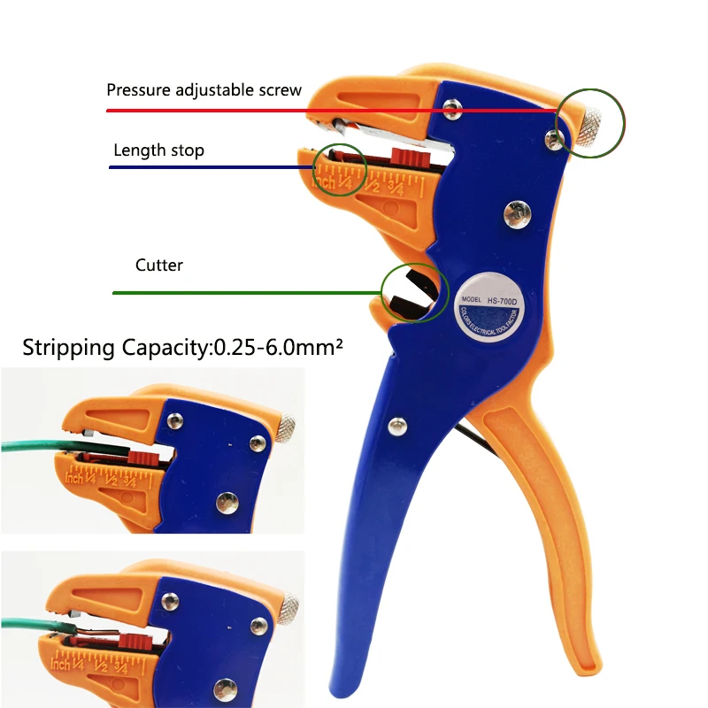 U50 HS-700D Automatic wire strippers stripping diameter can be adjusted  for different wire cross sections 0.25-6.0mm2