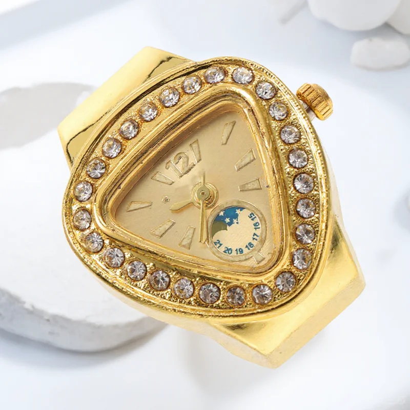 

Stainless Steel Glass Finger Mini Ring Watch Unique Dial Modern Delicate Ring Watch Precise Quartz Timepiece Fashion Accessory