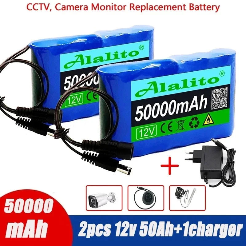 

12V 50000mAh Rechargeable Li-ion battery pack for fishing lights surveillance cameras CCTV, Camera Monitor washing equipment