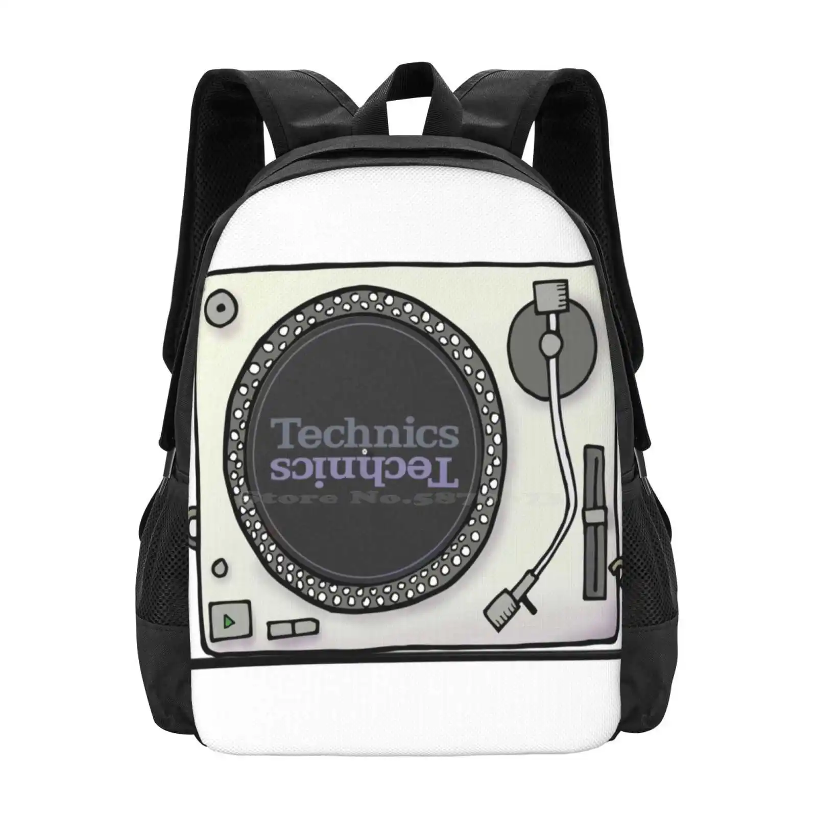 

Technics And Android Dj Hot Sale Backpack Fashion Bags Cucuvaya Space Machine Character Cool Funny Retro Music Vinyl Comic