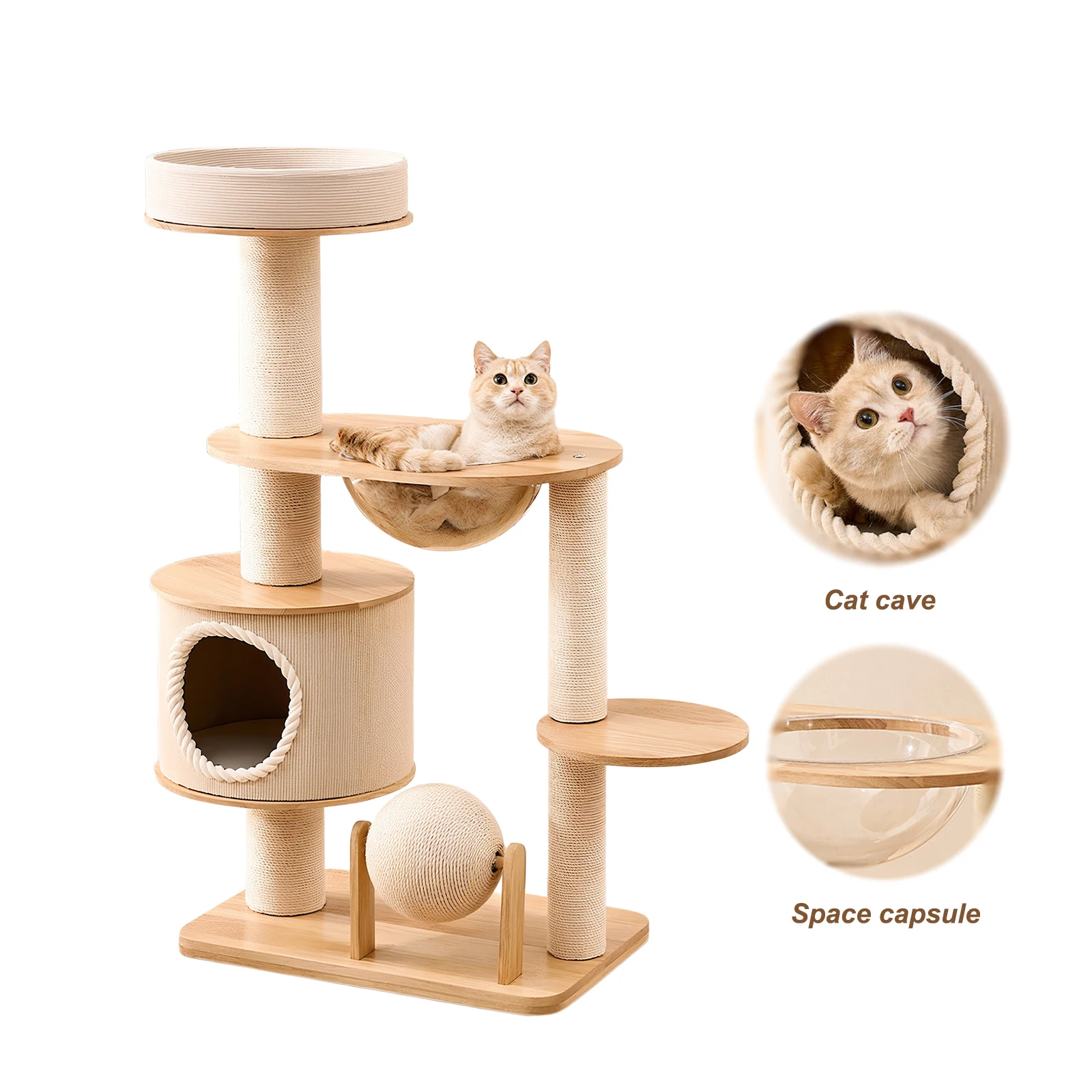 

Cat Jumping Platform Wear Resist Integrated Cat Nest Breathable Scratching Post House for Pet Toy Tool